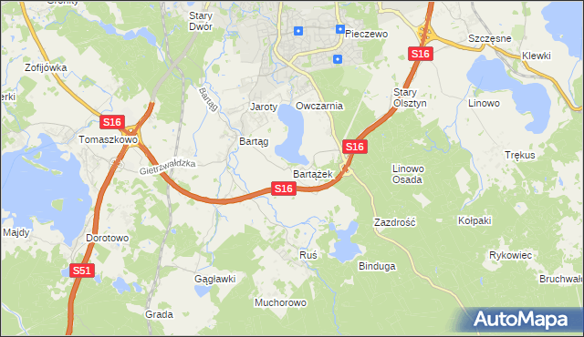 mapa Bartążek, Bartążek na mapie Targeo