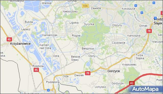 mapa Bełsznica, Bełsznica na mapie Targeo