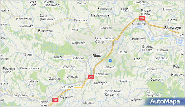 mapa Biecz powiat gorlicki, Biecz powiat gorlicki na mapie Targeo