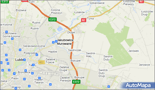 mapa Biskupie-Kolonia gmina Wólka, Biskupie-Kolonia gmina Wólka na mapie Targeo