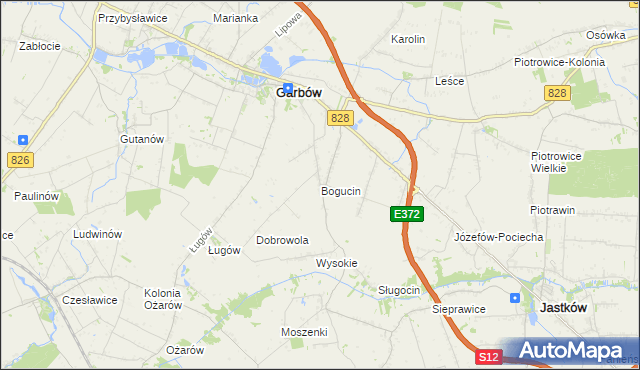 mapa Bogucin gmina Garbów, Bogucin gmina Garbów na mapie Targeo