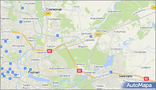mapa Bogucin gmina Swarzędz, Bogucin gmina Swarzędz na mapie Targeo