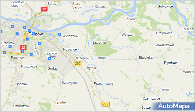 mapa Borek gmina Głogów, Borek gmina Głogów na mapie Targeo