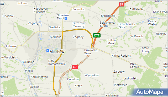 mapa Bukowska Wola, Bukowska Wola na mapie Targeo