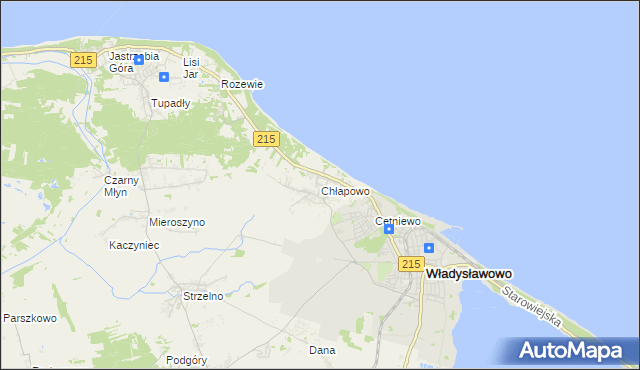 mapa Chłapowo gmina Władysławowo, Chłapowo gmina Władysławowo na mapie Targeo