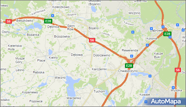 mapa Dobrzewino, Dobrzewino na mapie Targeo