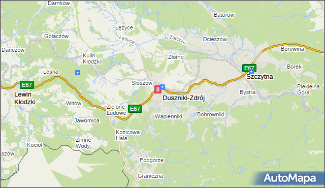 mapa Duszniki-Zdrój, Duszniki-Zdrój na mapie Targeo