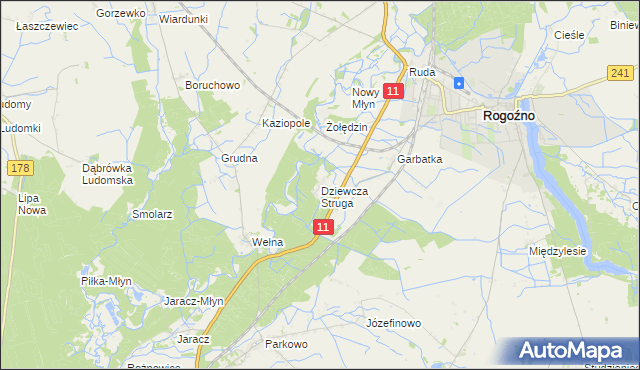 mapa Dziewcza Struga, Dziewcza Struga na mapie Targeo