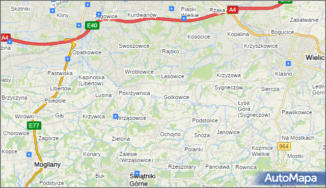 mapa Golkowice, Golkowice na mapie Targeo