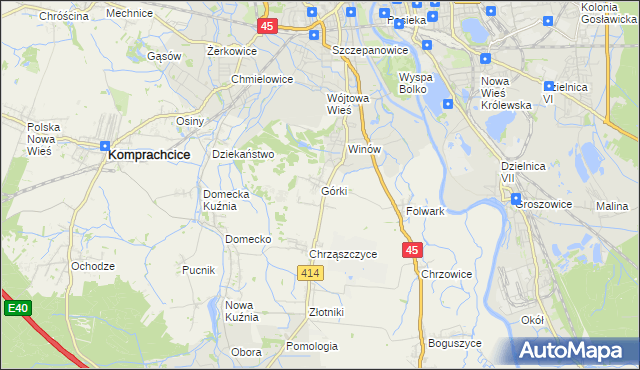 mapa Górki gmina Prószków, Górki gmina Prószków na mapie Targeo