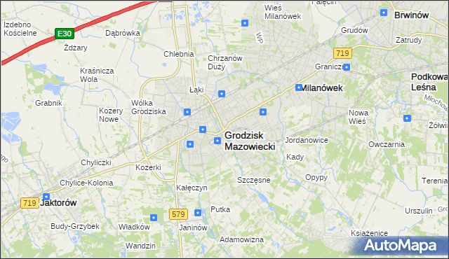 mapa Grodzisk Mazowiecki, Grodzisk Mazowiecki na mapie Targeo