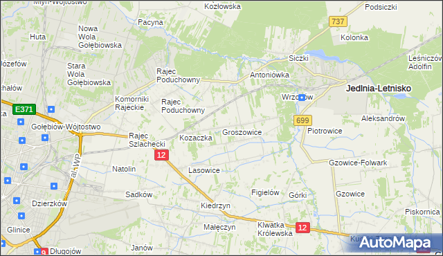 mapa Groszowice, Groszowice na mapie Targeo