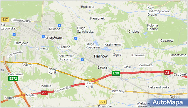 mapa Halinów powiat miński, Halinów powiat miński na mapie Targeo