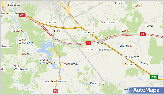 mapa Helenów gmina Wiśniew, Helenów gmina Wiśniew na mapie Targeo