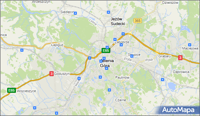 mapa Jelenia Góra, Jelenia Góra na mapie Targeo