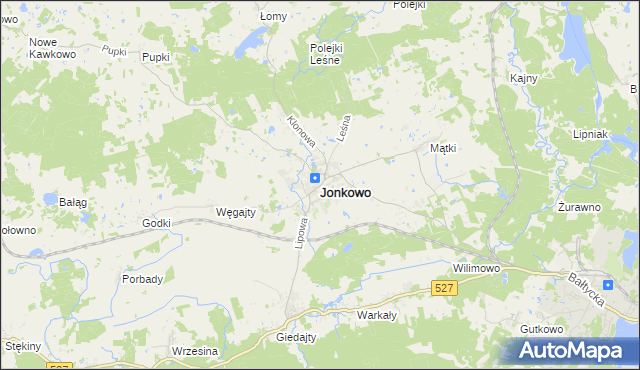 mapa Jonkowo, Jonkowo na mapie Targeo