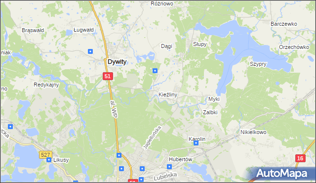 mapa Kieźliny, Kieźliny na mapie Targeo