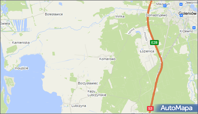 mapa Komarowo, Komarowo na mapie Targeo