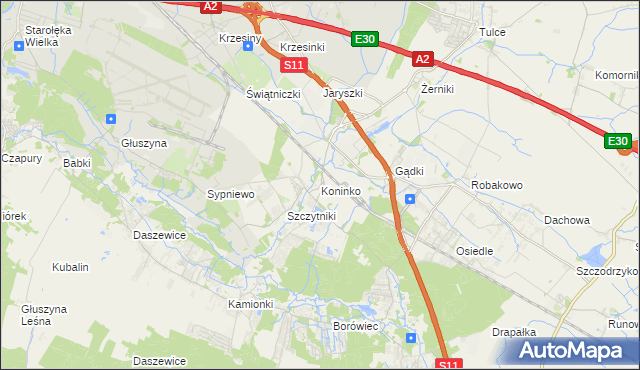 mapa Koninko, Koninko na mapie Targeo