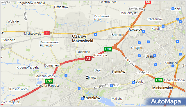 mapa Konotopa gmina Ożarów Mazowiecki, Konotopa gmina Ożarów Mazowiecki na mapie Targeo