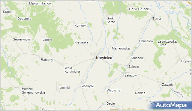 mapa Korytnica powiat węgrowski, Korytnica powiat węgrowski na mapie Targeo