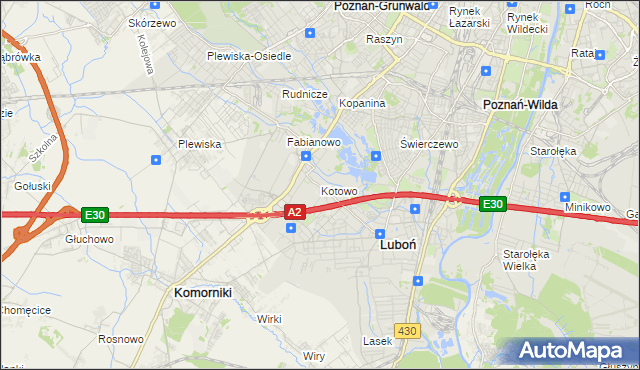 mapa Kotowo gmina Poznań, Kotowo gmina Poznań na mapie Targeo