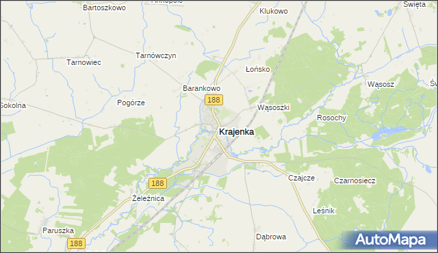 mapa Krajenka, Krajenka na mapie Targeo