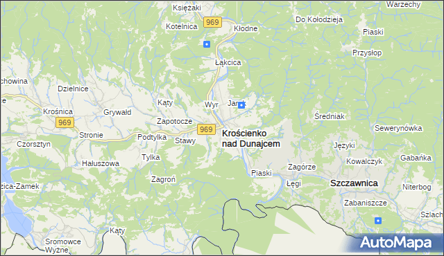 mapa Krościenko nad Dunajcem, Krościenko nad Dunajcem na mapie Targeo