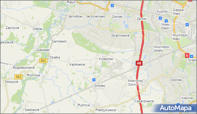 mapa Krzeptów, Krzeptów na mapie Targeo