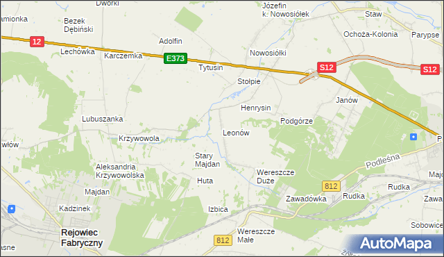 mapa Leonów gmina Rejowiec, Leonów gmina Rejowiec na mapie Targeo