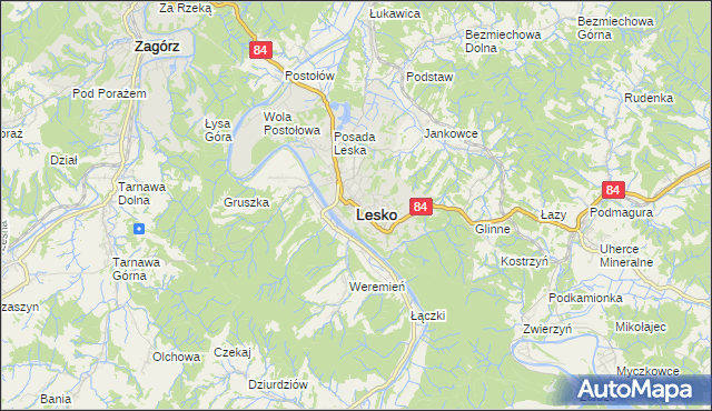 mapa Lesko, Lesko na mapie Targeo