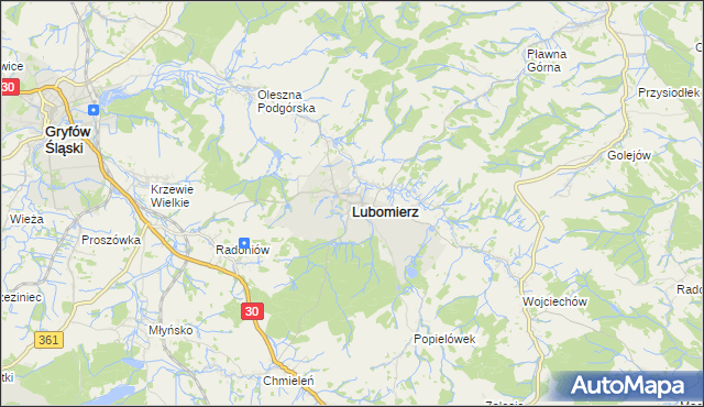 mapa Lubomierz powiat lwówecki, Lubomierz powiat lwówecki na mapie Targeo