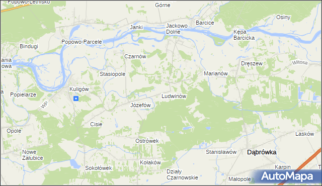 mapa Ludwinów gmina Dąbrówka, Ludwinów gmina Dąbrówka na mapie Targeo