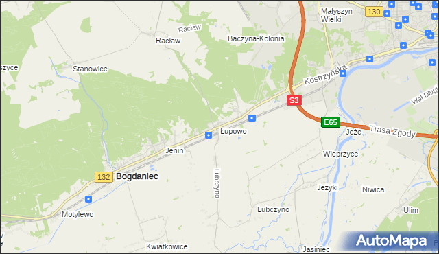 mapa Łupowo gmina Bogdaniec, Łupowo gmina Bogdaniec na mapie Targeo