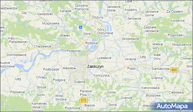 mapa Lusławice gmina Zakliczyn, Lusławice gmina Zakliczyn na mapie Targeo