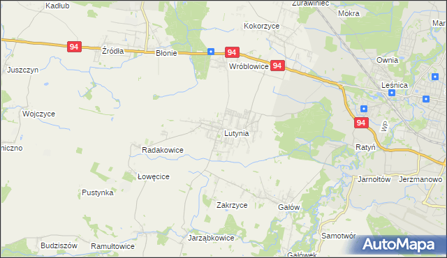 mapa Lutynia gmina Miękinia, Lutynia gmina Miękinia na mapie Targeo