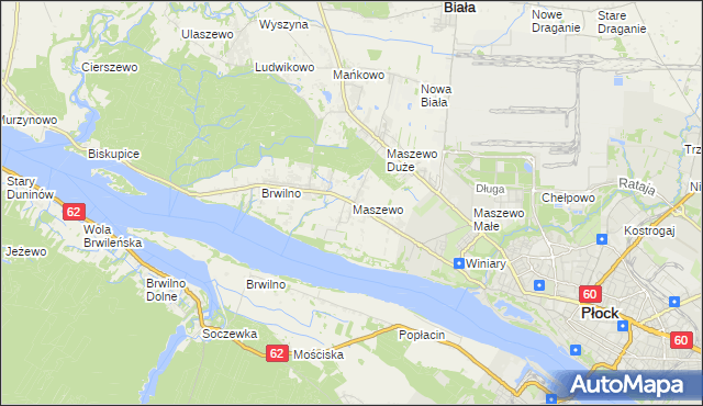 mapa Maszewo gmina Stara Biała, Maszewo gmina Stara Biała na mapie Targeo