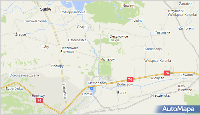 mapa Michalów gmina Sułów, Michalów gmina Sułów na mapie Targeo