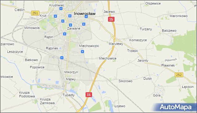 mapa Miechowice gmina Inowrocław, Miechowice gmina Inowrocław na mapie Targeo