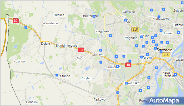mapa Mierzyn gmina Dobra (Szczecińska), Mierzyn gmina Dobra (Szczecińska) na mapie Targeo