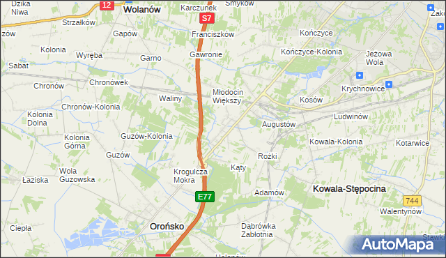 mapa Młodocin Mniejszy, Młodocin Mniejszy na mapie Targeo