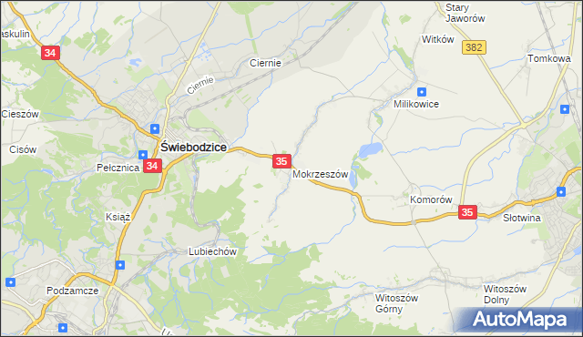 mapa Mokrzeszów, Mokrzeszów na mapie Targeo