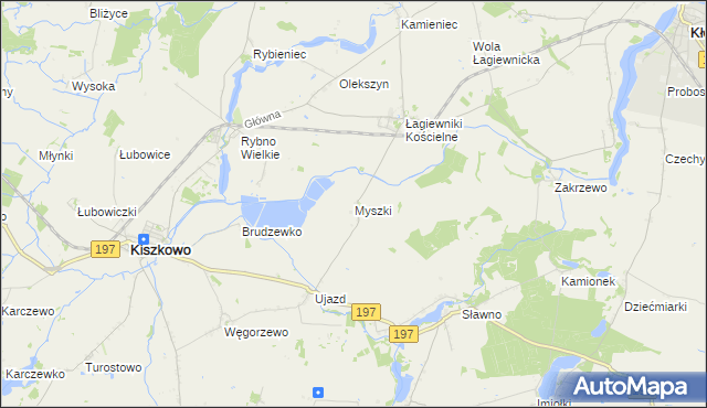 mapa Myszki gmina Kiszkowo, Myszki gmina Kiszkowo na mapie Targeo