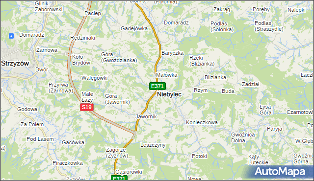 mapa Niebylec, Niebylec na mapie Targeo