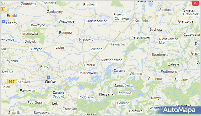 mapa Nieznanowice gmina Gdów, Nieznanowice gmina Gdów na mapie Targeo