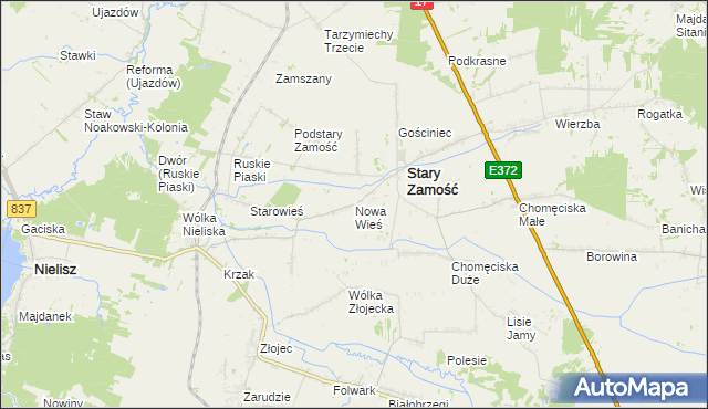 mapa Nowa Wieś gmina Stary Zamość, Nowa Wieś gmina Stary Zamość na mapie Targeo
