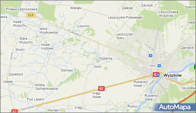 mapa Olszanka gmina Wyszków, Olszanka gmina Wyszków na mapie Targeo