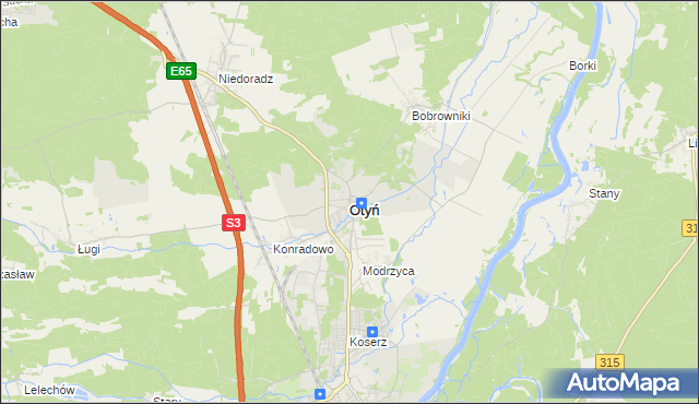 mapa Otyń, Otyń na mapie Targeo