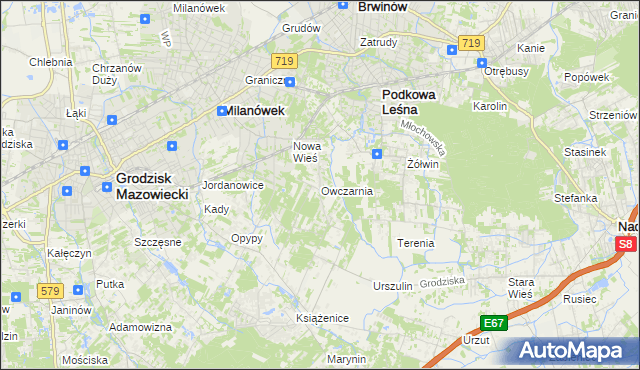 mapa Owczarnia gmina Brwinów, Owczarnia gmina Brwinów na mapie Targeo