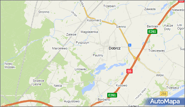 mapa Pauliny, Pauliny na mapie Targeo